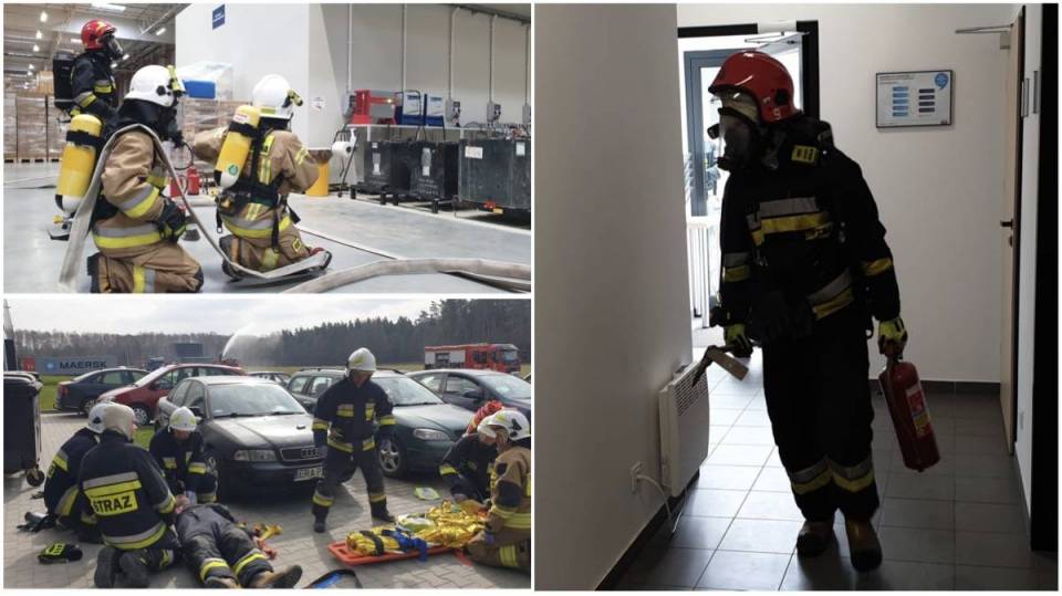 Dobryszyce: Akcja na stacji ładowania akumulatorów! Strażacy z powiatu radomszczańskiego "walczyli" z żywiołem w magazynie